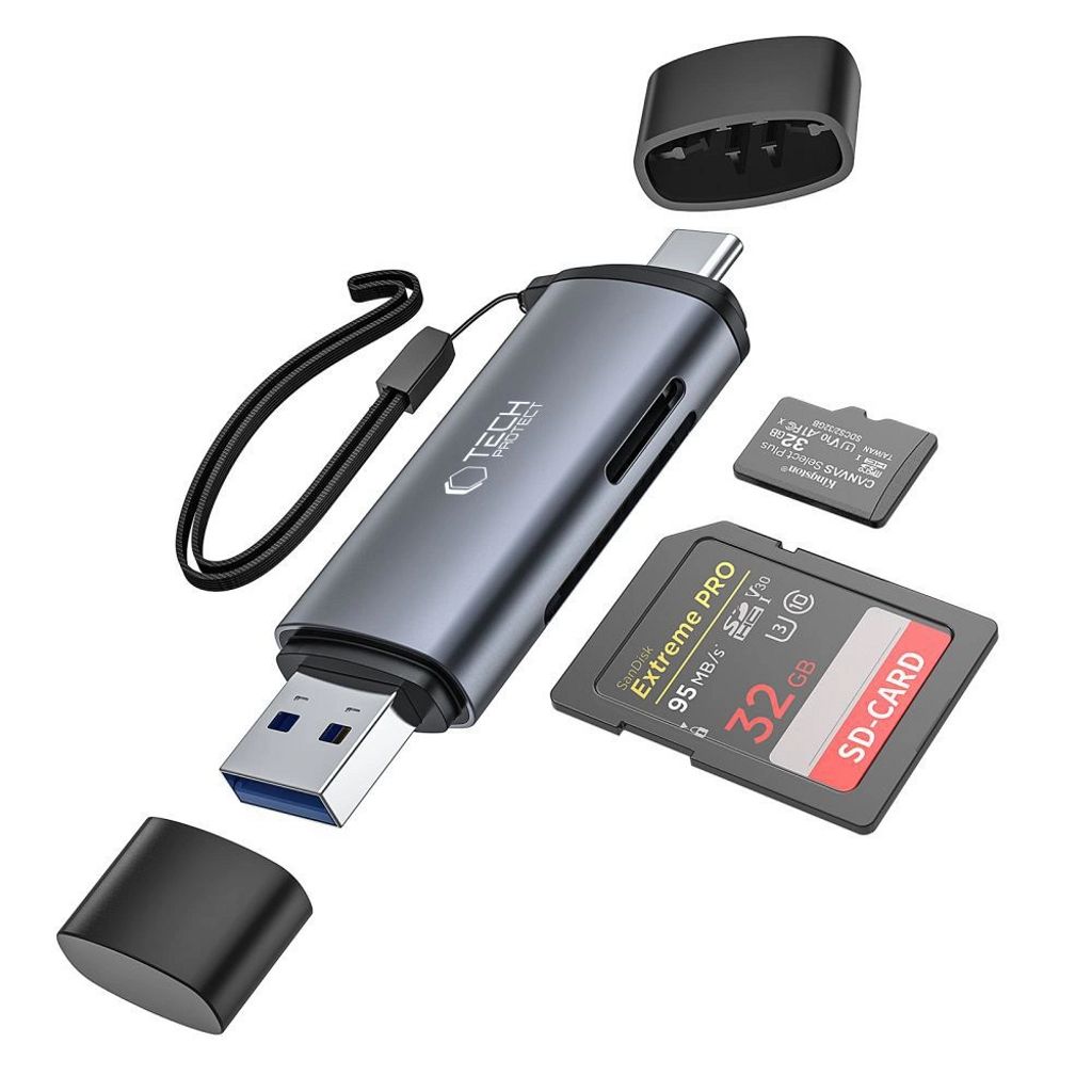 Tech-Protect UltraBoost SD/micro SD minnekortleser med USB-C/USB-A